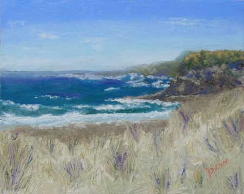 Caspar Beach - oil on canvas mounted on hardboard